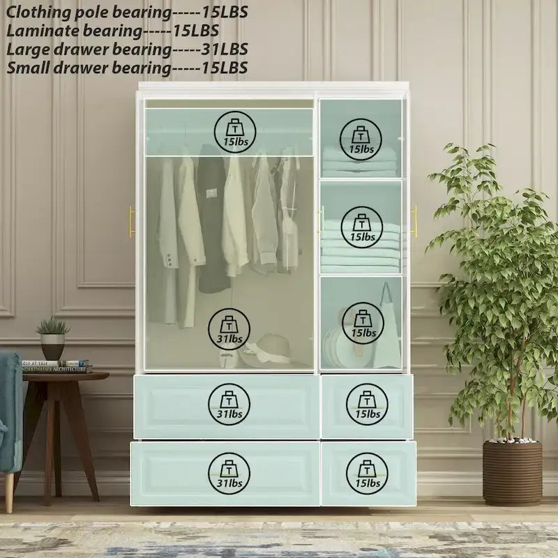 Armoire-penderie moderne autoportante avec grand espace de rangement