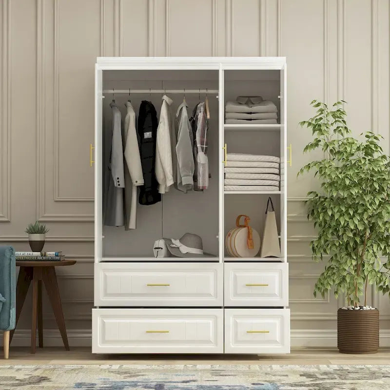 Armoire-penderie moderne autoportante avec grand espace de rangement