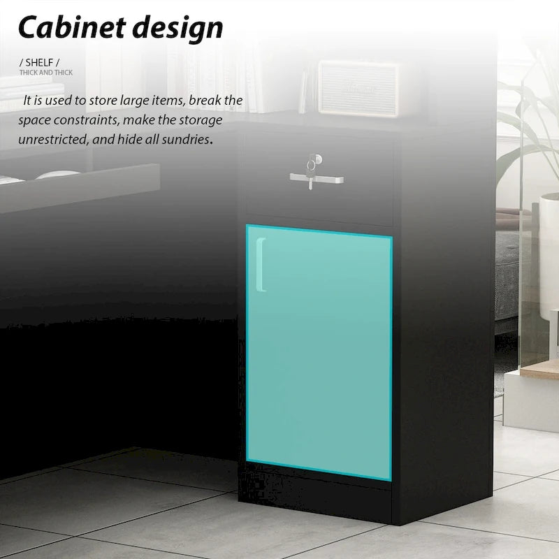 Bureau d'accueil en bois en forme de L