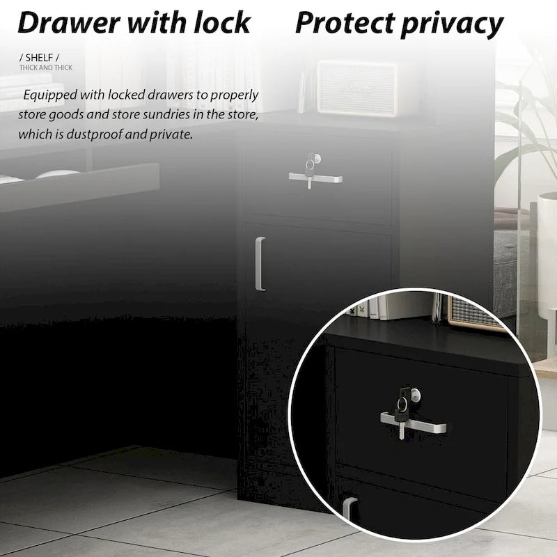 Bureau d'accueil en bois en forme de L