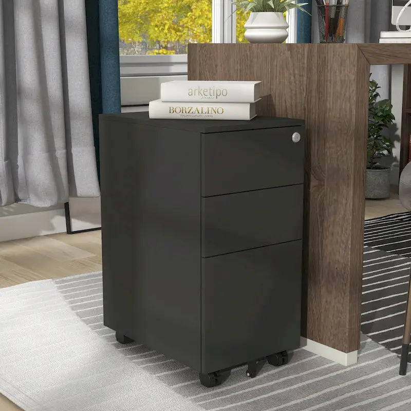 Classeur mobile à 3 tiroirs verrouillables Owen Urban en métal mat de Furniture of America