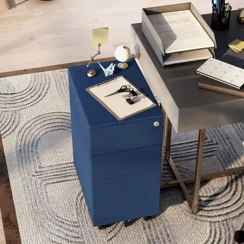 Classeur mobile à 3 tiroirs verrouillables Owen Urban en métal mat de Furniture of America