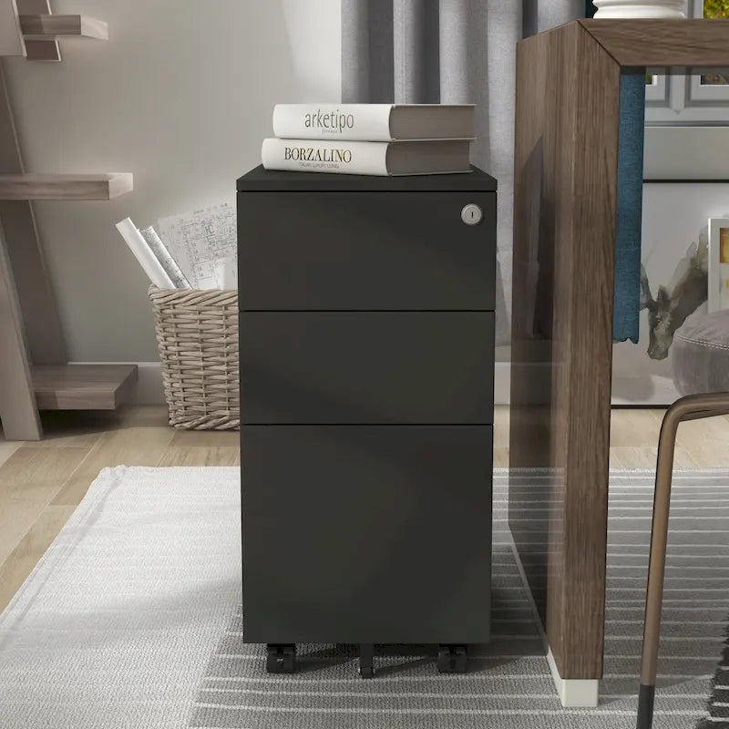 Classeur mobile à 3 tiroirs verrouillables Owen Urban en métal mat de Furniture of America