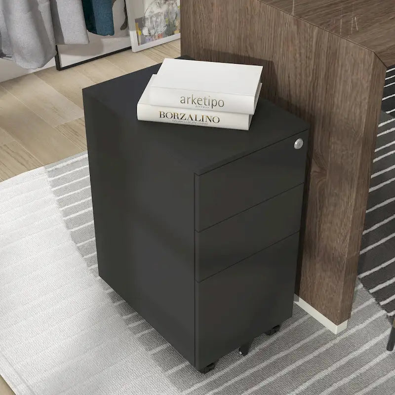 Classeur mobile à 3 tiroirs verrouillables Owen Urban en métal mat de Furniture of America