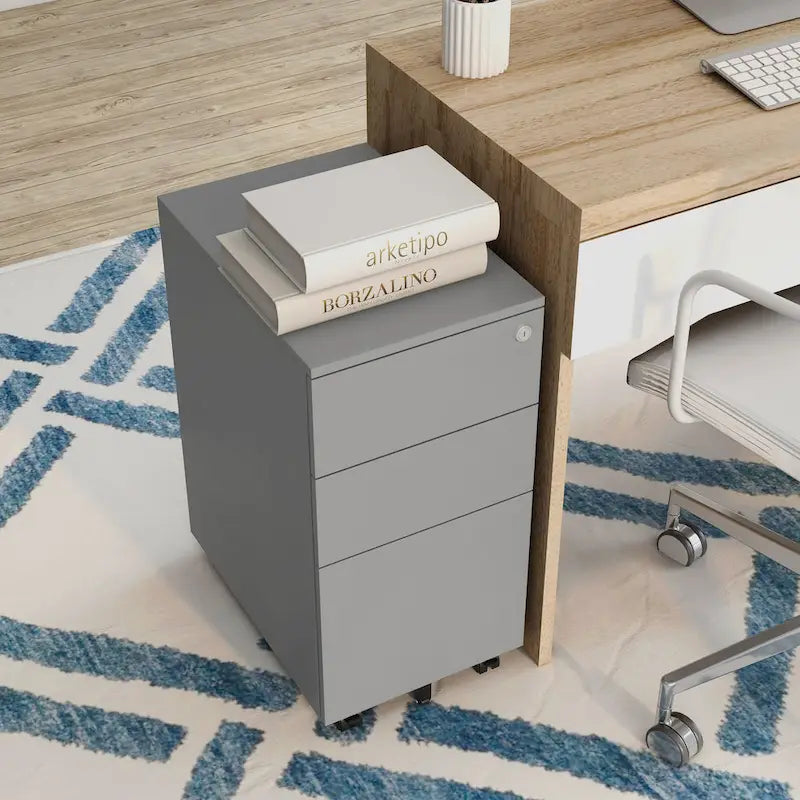 Classeur mobile à 3 tiroirs verrouillables Owen Urban en métal mat de Furniture of America