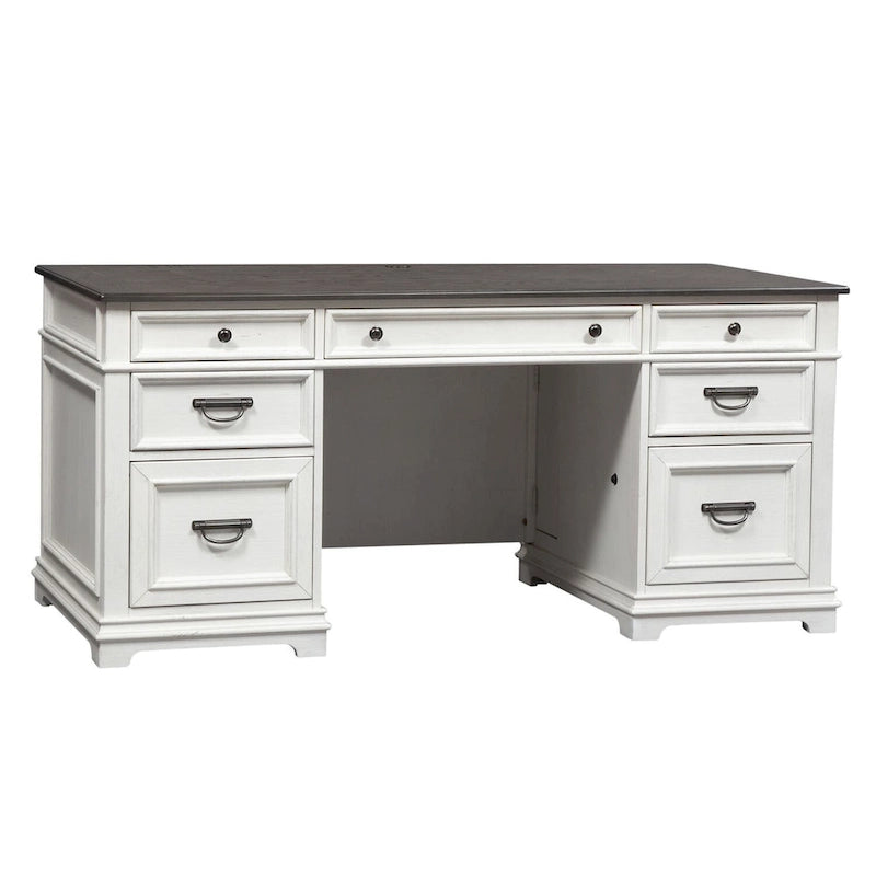 Bureau Allyson Park blanc anthracite brossé