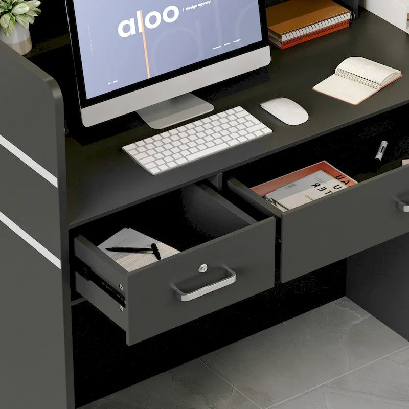 Bureau d'accueil à 3 tiroirs, table de réception, bureau d'ordinateur, espace de travail