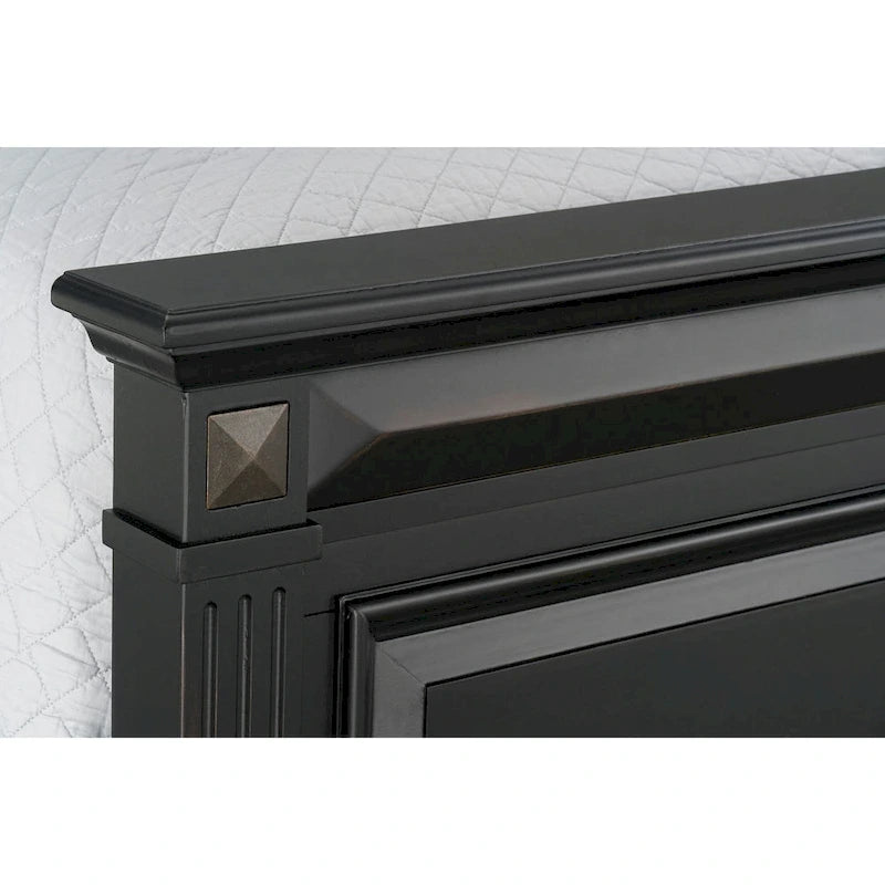 Lit à panneaux de bois noir vintage Renova de Roundhill Furniture