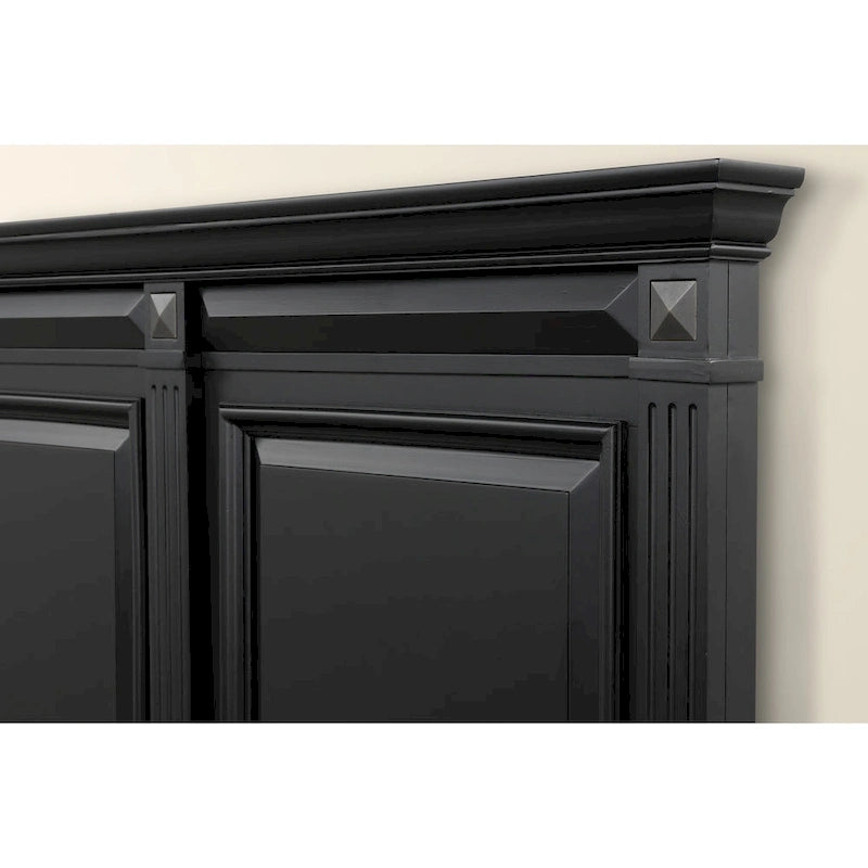 Lit à panneaux de bois noir vintage Renova de Roundhill Furniture