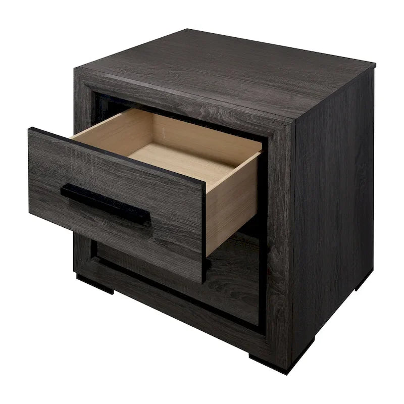 Ensemble de chambre à coucher contemporain Rothwell en bois gris, composé de 3 panneaux et d'étagères, par Furniture of America