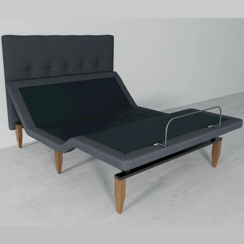 Sommier articulé Onetan avec tête de lit, télécommande sans fil, position zéro gravité, éclairage sous le lit, gris