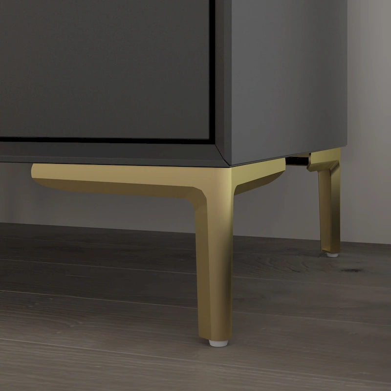 Table de chevet Kerrogee noire et blanche à trois tiroirs biseautés