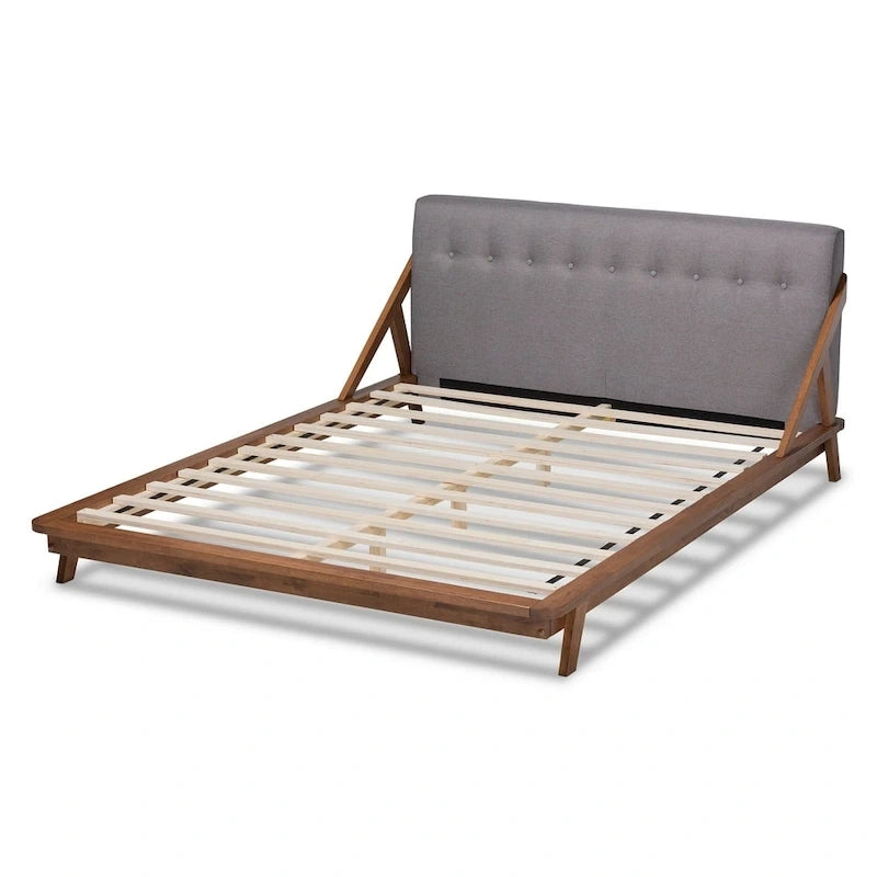 Lit plateforme en tissu Carson Carrington Ulvsta style milieu du siècle