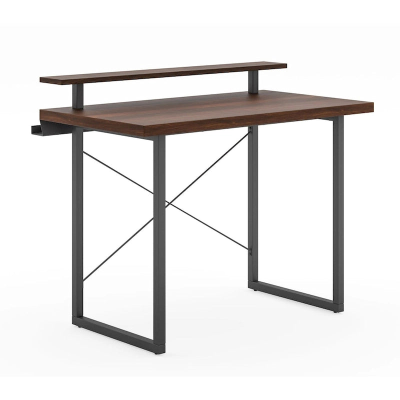 Homestyles Merge Brown Wood Desk with Monitor Stand