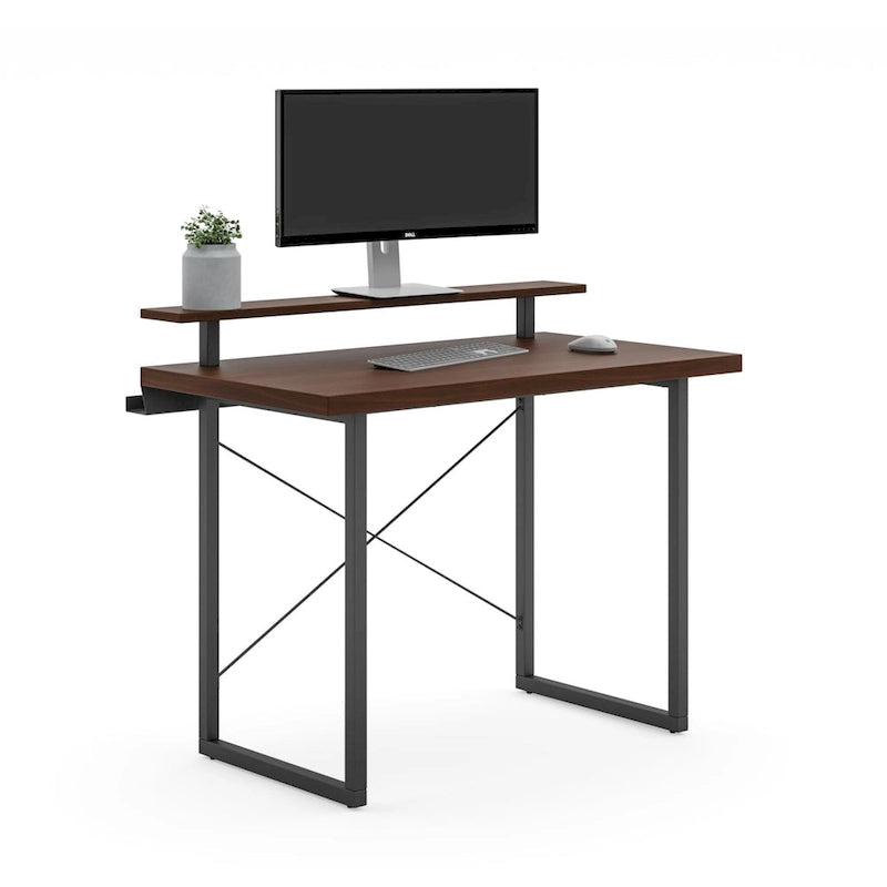 Bureau en bois brun avec support pour écran Homestyles Merge
