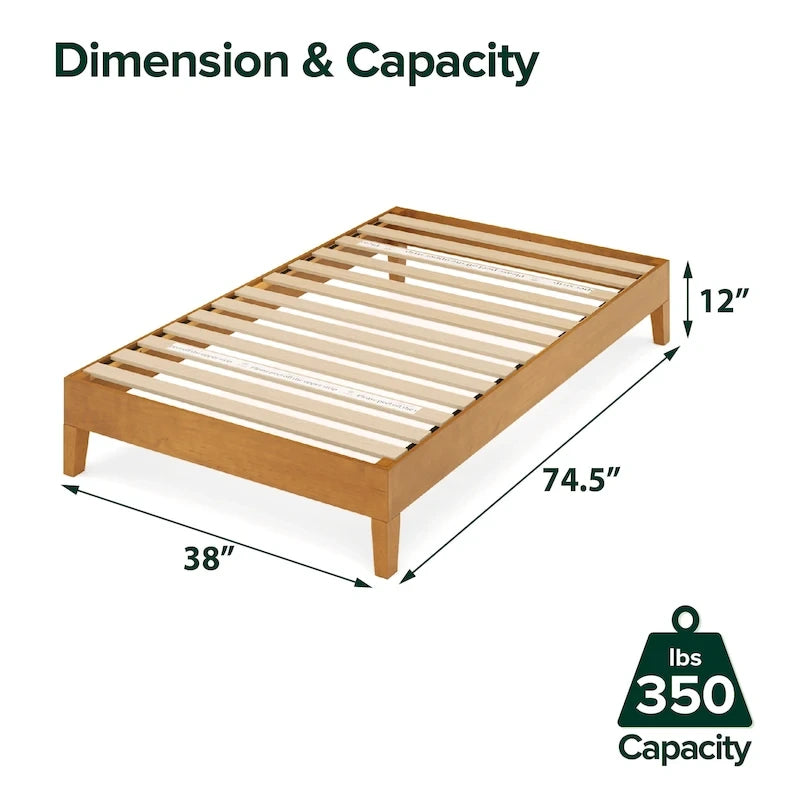 Cadre de lit plateforme de luxe en bois de pin rustique Priage by ZINUS
