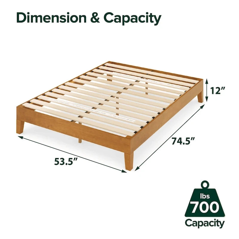 Cadre de lit plateforme de luxe en bois de pin rustique Priage by ZINUS