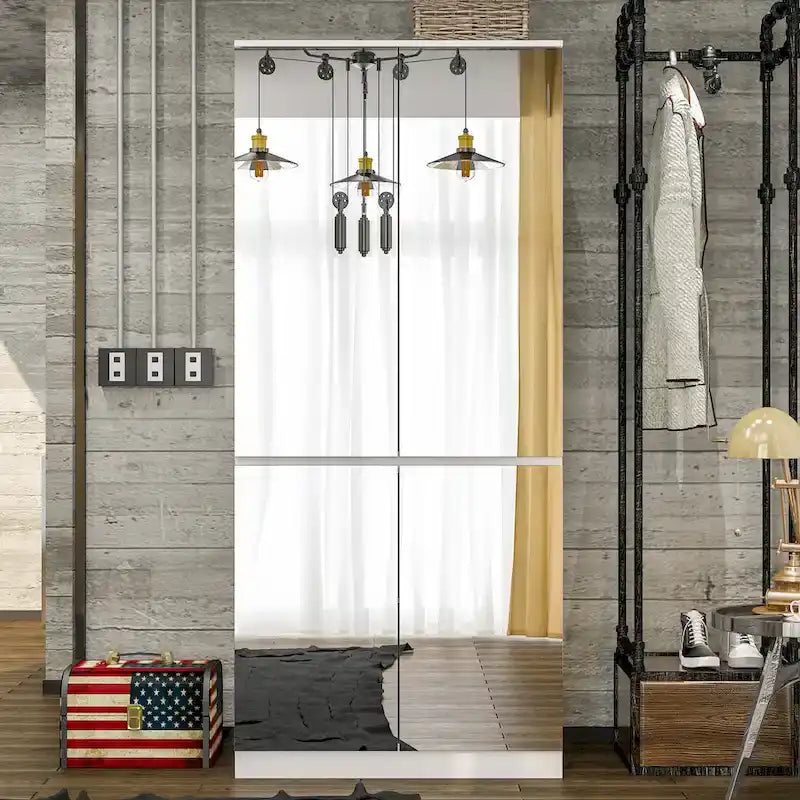 Armoire combinée avec miroir et tringle à vêtements pour chambre à coucher