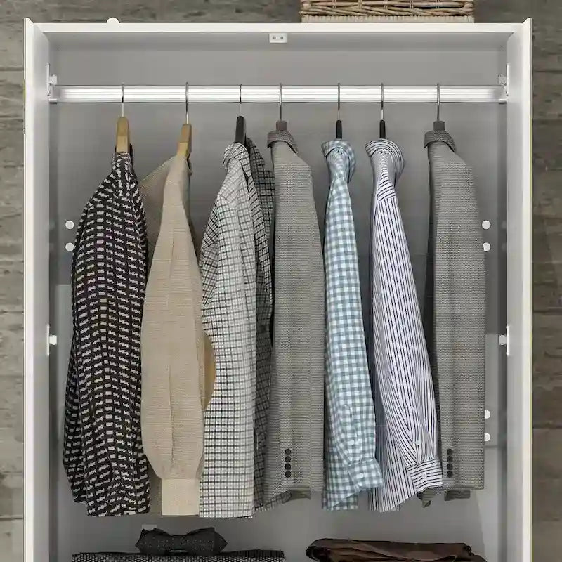 Armoire combinée avec miroir et tringle à vêtements pour chambre à coucher