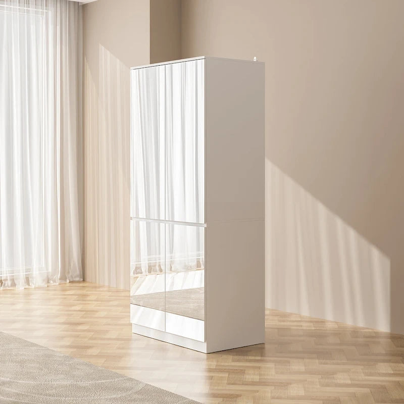 Armoire combinée avec miroir et tringle à vêtements pour chambre à coucher