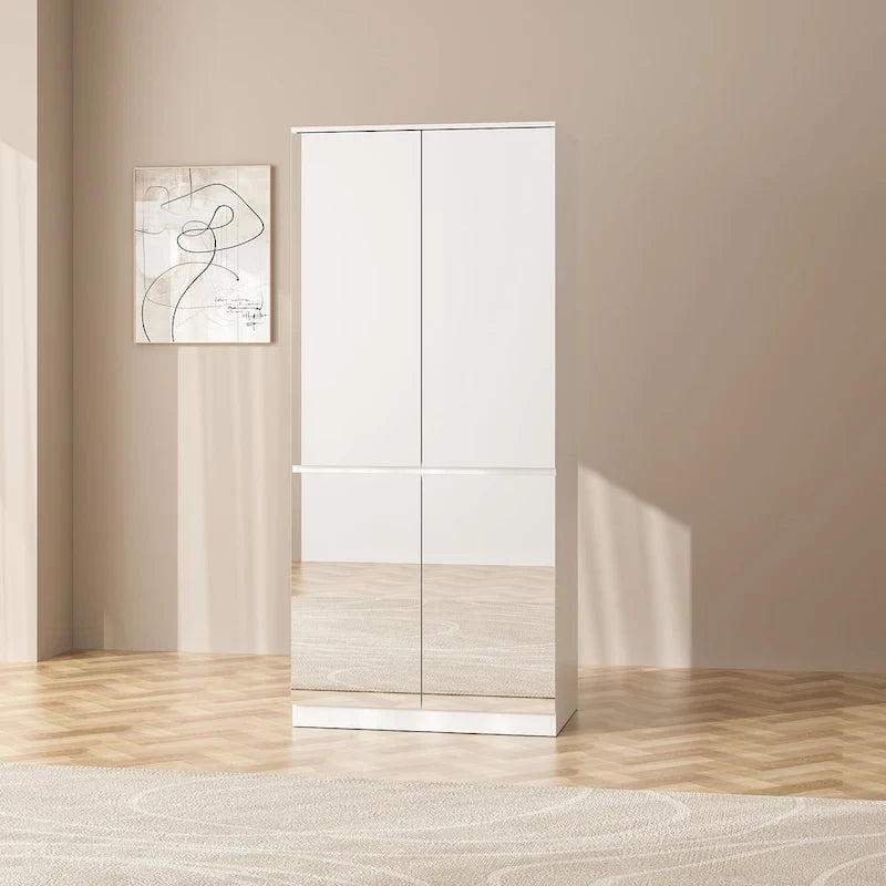 Armoire combinée avec miroir et tringle à vêtements pour chambre à coucher