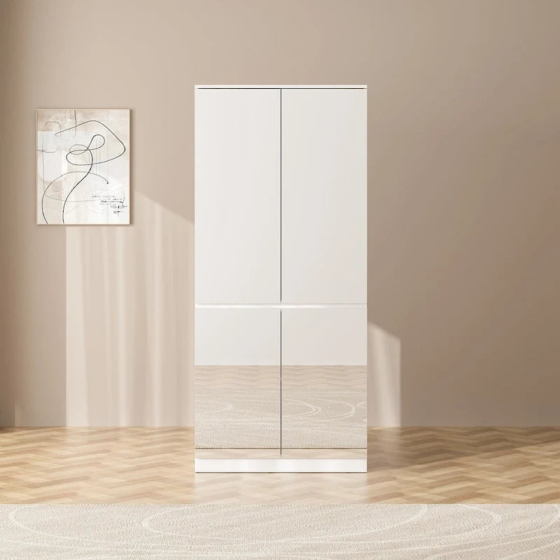 Armoire combinée avec miroir et tringle à vêtements pour chambre à coucher