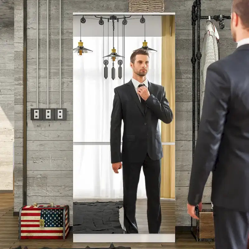 Armoire combinée avec miroir et tringle à vêtements pour chambre à coucher