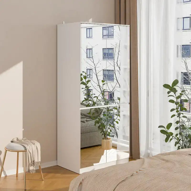 Armoire combinée avec miroir et tringle à vêtements pour chambre à coucher