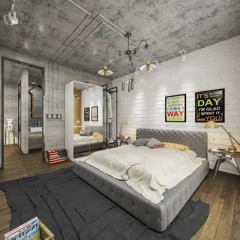 Armoire combinée avec miroir et tringle à vêtements pour chambre à coucher