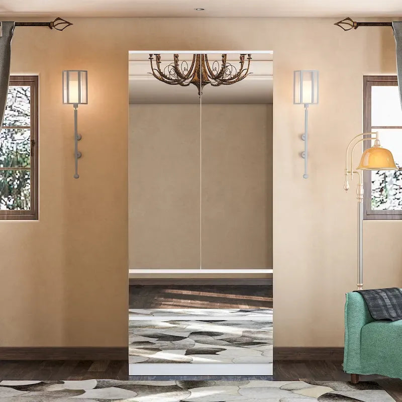 Armoire combinée avec miroir et tringle à vêtements pour chambre à coucher