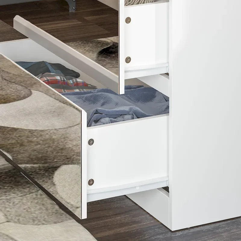 Armoire combinée avec miroir et tringle à vêtements pour chambre à coucher