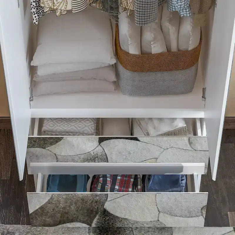 Armoire combinée avec miroir et tringle à vêtements pour chambre à coucher