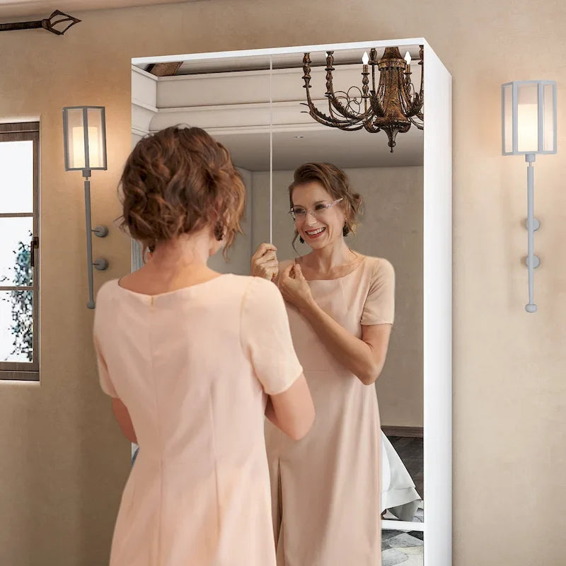 Armoire combinée avec miroir et tringle à vêtements pour chambre à coucher