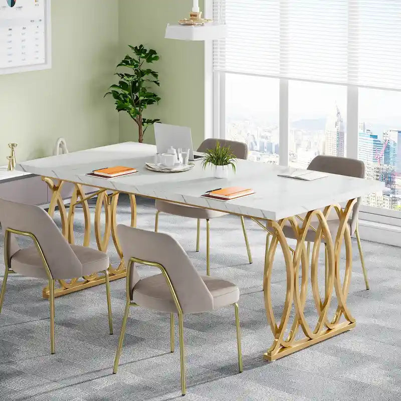 Bureau de direction de 160 cm, grand bureau d'ordinateur, table de conférence pour 4 à 6 personnes