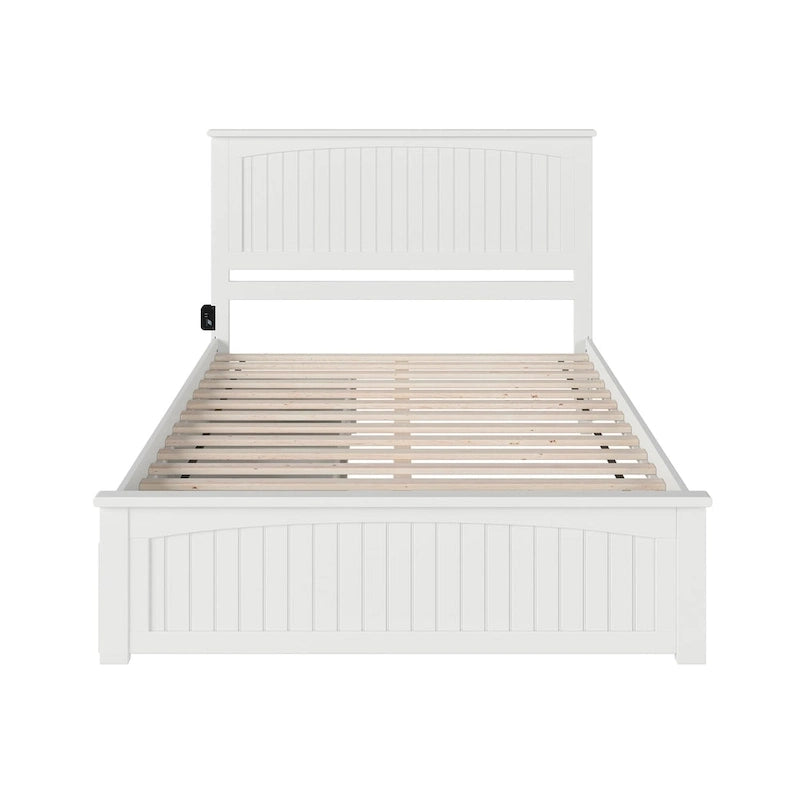 Lit plateforme Nantucket blanc Queen avec 2 tiroirs sous le lit