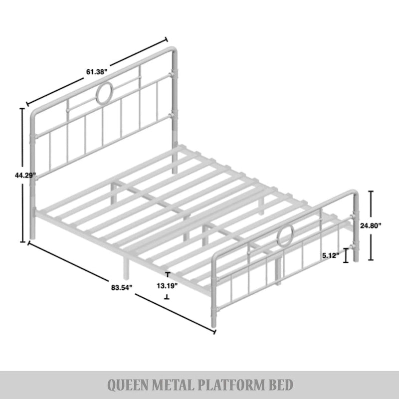 Lit plateforme minimaliste en métal à bords incurvés CraftPorch