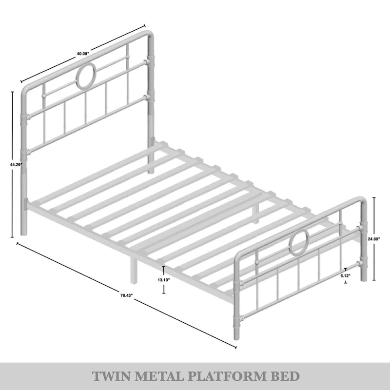 Lit plateforme minimaliste en métal à bords incurvés CraftPorch