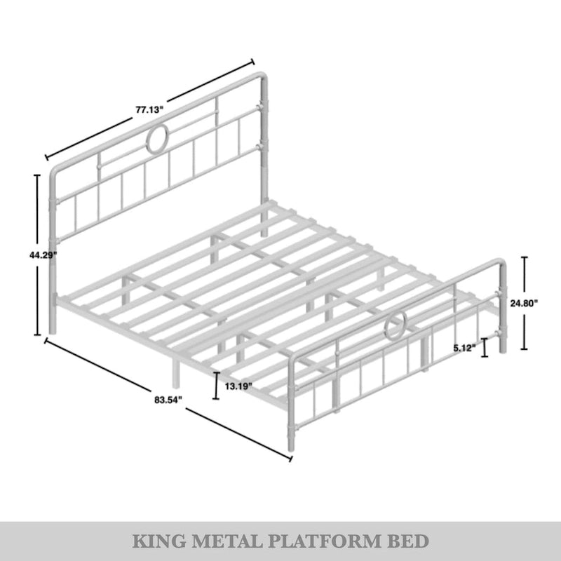 Lit plateforme minimaliste en métal à bords incurvés CraftPorch