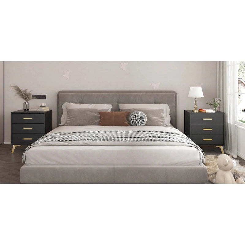 Table de chevet à 3 tiroirs de 23,6 pouces de haut, avec peinture en aérosol