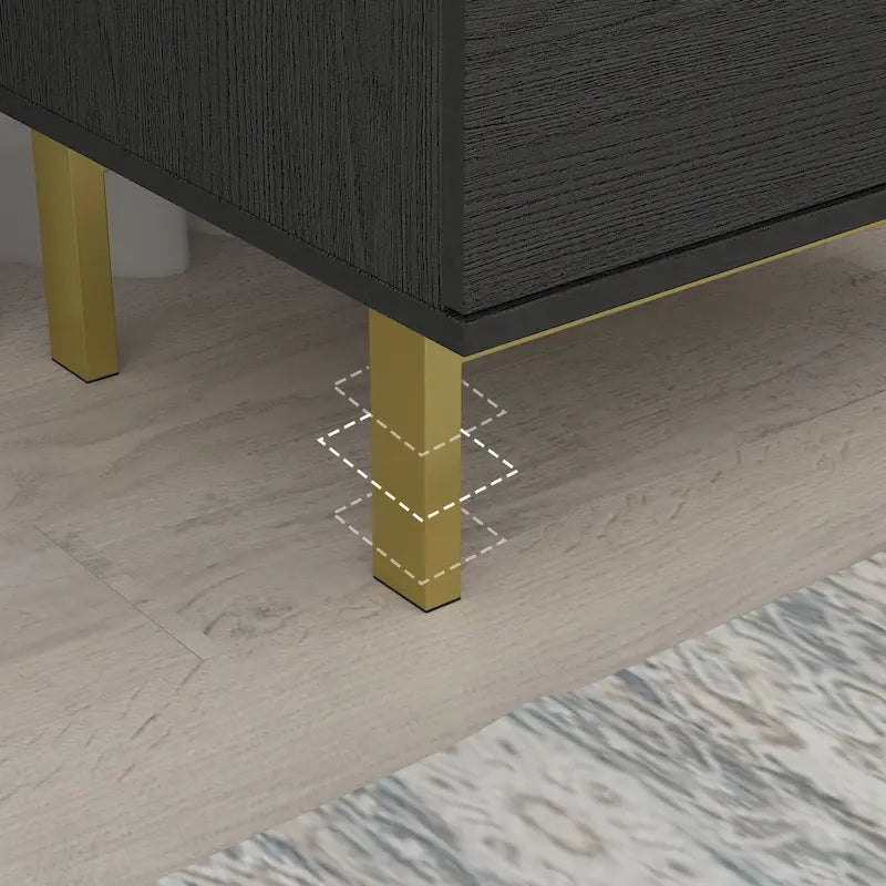 Table de chevet moderne en métal et panneaux de particules à 2 tiroirs