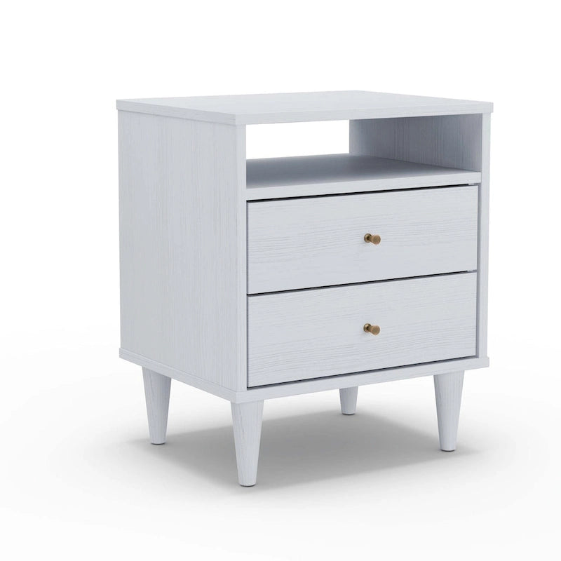 Meubles en bois veiné, table de chevet à deux tiroirs style milieu du siècle