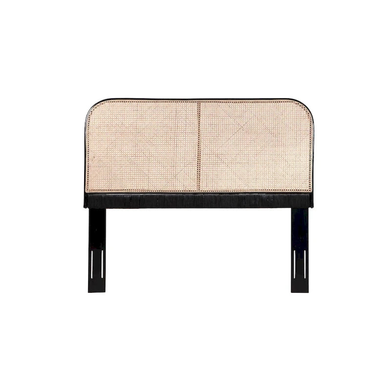 Tête de lit en rotin et teck des Indes orientales