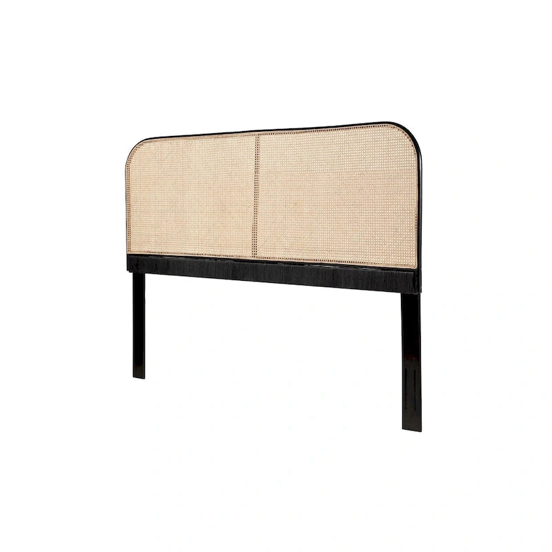 Tête de lit en rotin et teck des Indes orientales