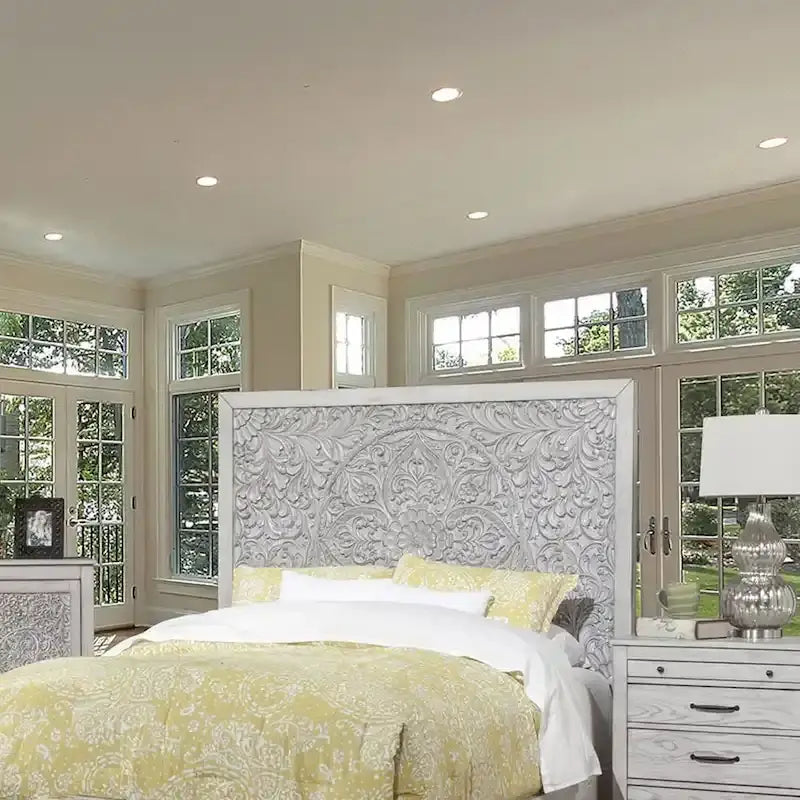 Tête de lit à panneaux Origins by Alpine Aria, coloris gris clair vieilli