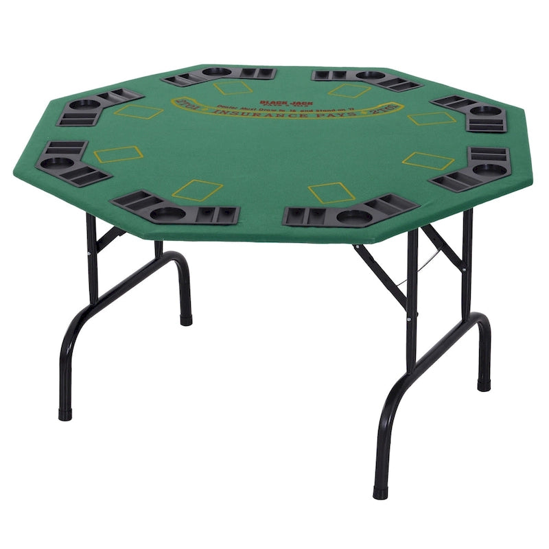 Table de poker octogonale pliable Soozier 48 pour 8 personnes avec porte-gobelets