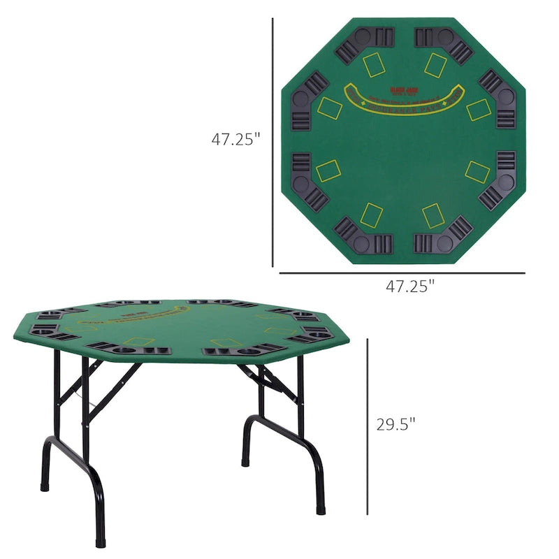 Table de poker octogonale pliable Soozier 48 pour 8 personnes avec porte-gobelets