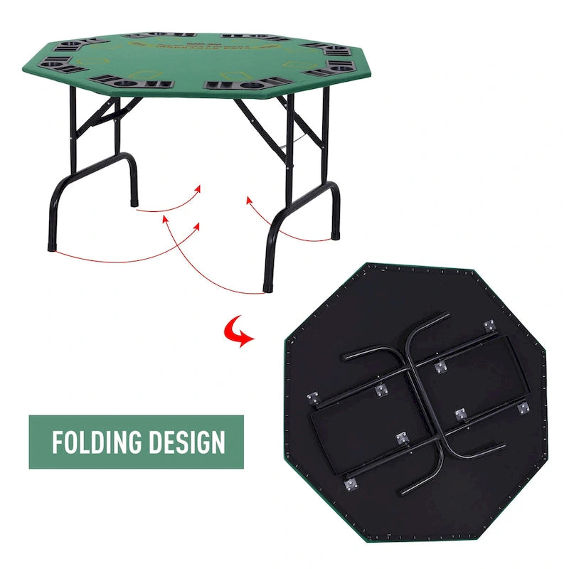 Table de poker octogonale pliable Soozier 48 pour 8 personnes avec porte-gobelets
