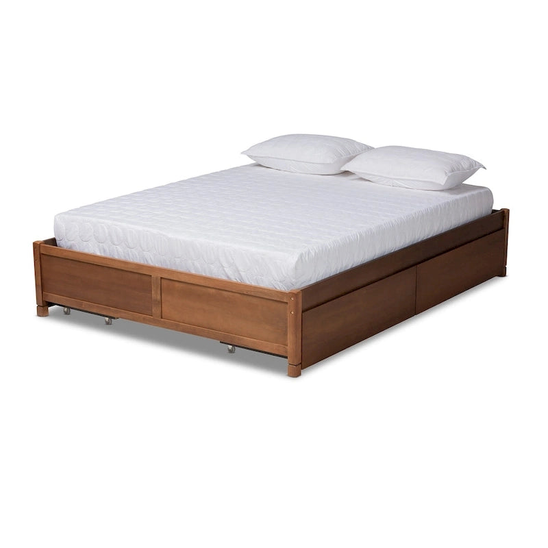 Lit de rangement moderne et contemporain Yara à 4 tiroirs en bois (plateforme)