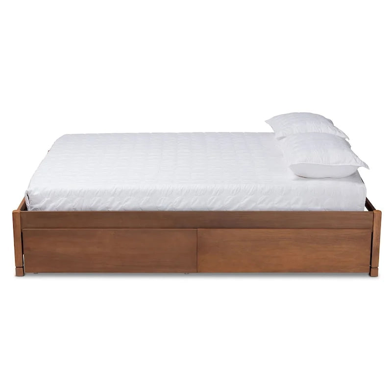 Lit de rangement moderne et contemporain Yara à 4 tiroirs en bois (plateforme)