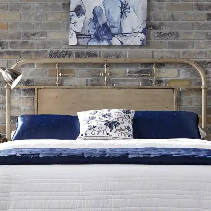 Tête de lit King en métal vieilli de la série Vintage